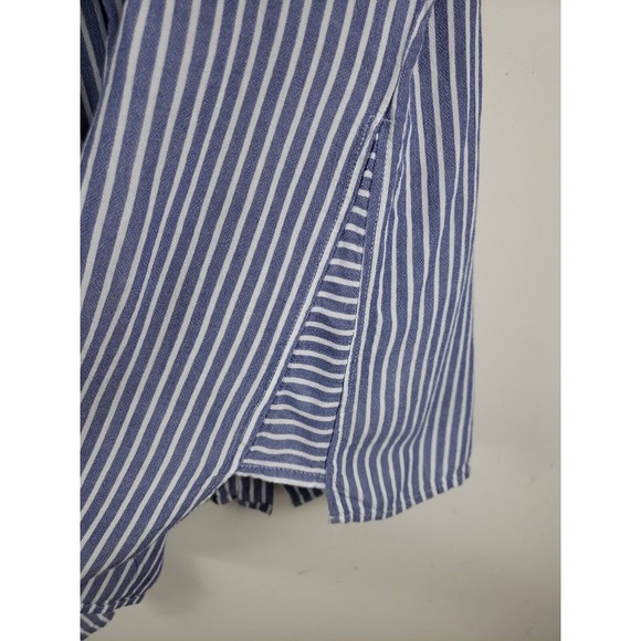 A.N.A.  Blue White Blouse Women's Large Rayon button front - Picture 8 of 9